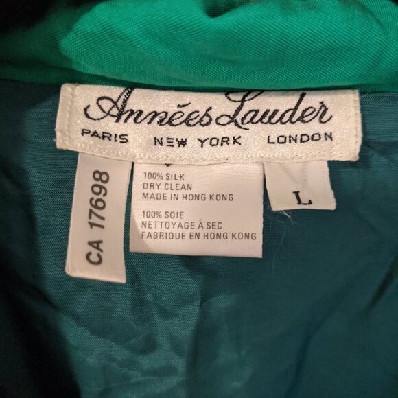 100% silk vintage Christmas green dress, lightweight modest - Picture 3 of 8